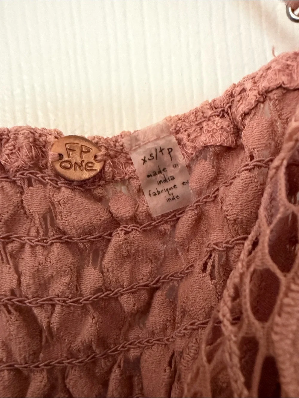 NWT Free People Dusty Rose Crochet Lace Mini Dress